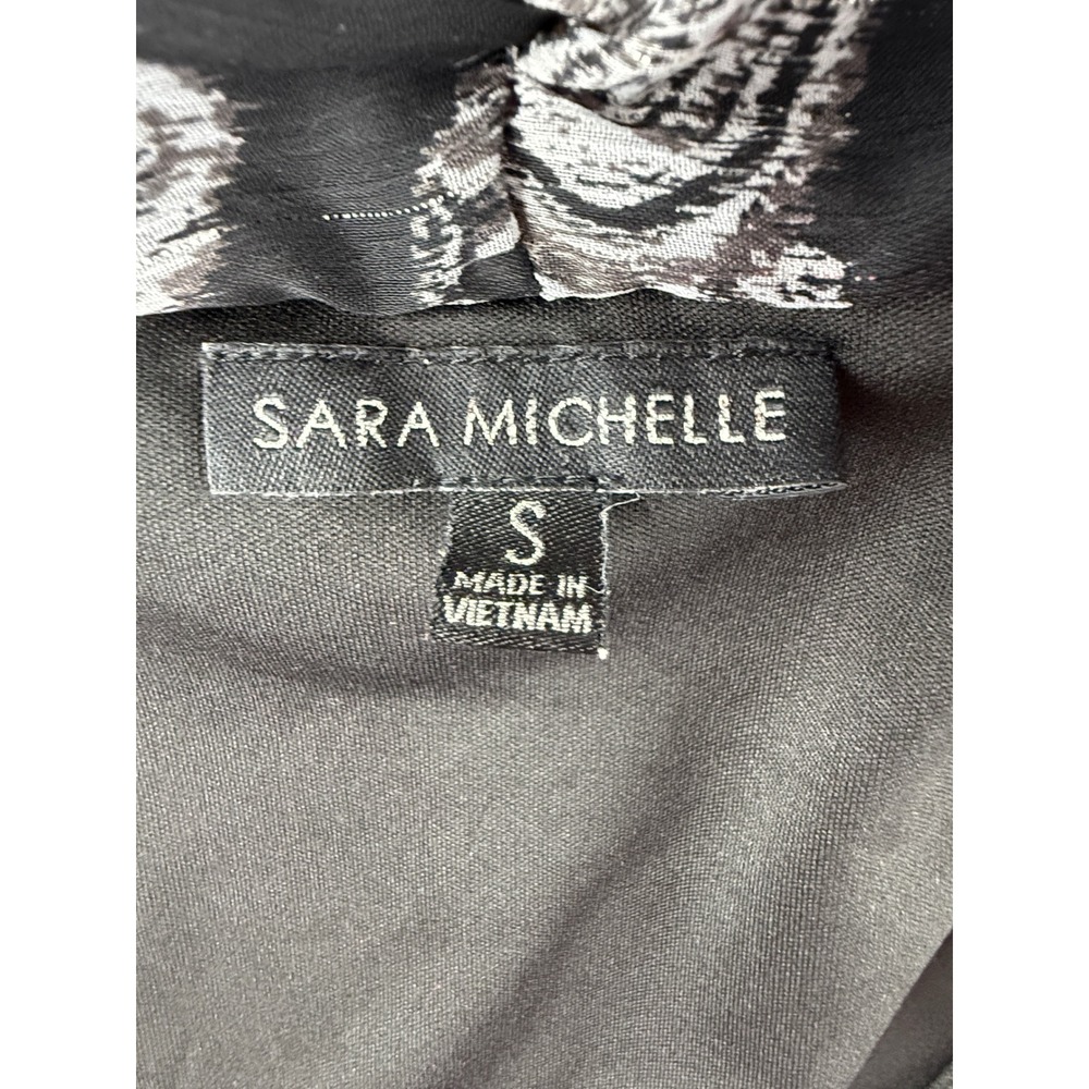 Sara Michelle Women Black White Paisley Metallic Open Front Cardigan Small 9165M - Picture 3 of 7